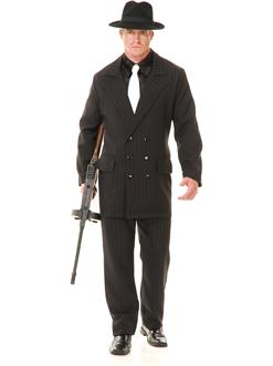 Gangster Double Breasted Suit (Black/Red) Adult Costume