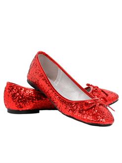 Red Glitter Star Flat Adult Shoes