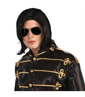 Michael Jackson Adult Long Straight Wig w/ Glasses