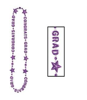 Congrats Grad Purple Graduation Bead Necklace