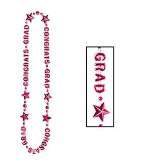 Congrats Grad Red Graduation Bead Necklace