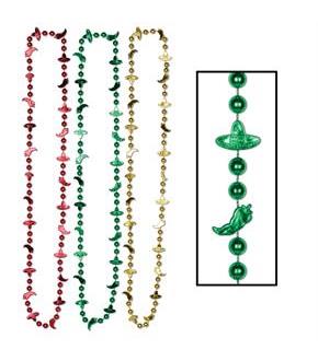 Fiesta Bead Necklaces Red, Green & Yellow