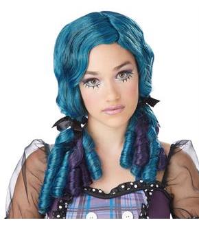 Teal and Purple Doll Curls Wig