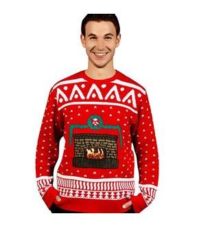 Knit Crackling Fireplace Ugly Christmas Sweater Adult