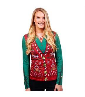 Ladies X-Mas Vest Adult T-Shirt