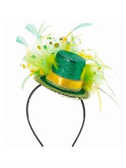 Green Feathered Mini Top Hat Headband