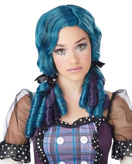 Doll Curls Adult Wig - Teal/Purple