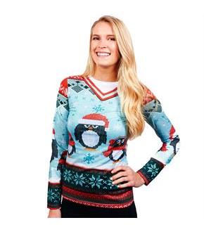 Ladies Winter Penguin Sweater S