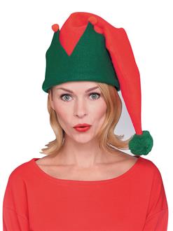 Adult Red And Green Long Elf Hat