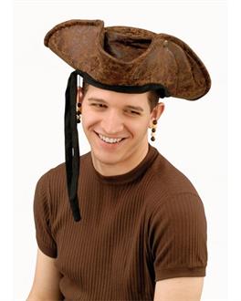Brown Distressed Adult Pirate Hat with Beads