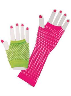 80s Neon Fishnet Glove Set