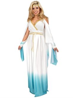 Greek Goddess White & Blue Adult Plus Costume