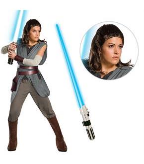 Star Wars Ep VIII: The Last Jedi - Women's Super DLX Rey Costume with Wig and Lightsaber