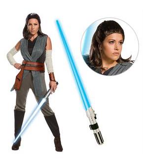Star Wars Episode VIII: The Last Jedi - Women's Deluxe Rey Costume with Wig and Lightsaber