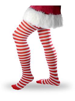 Adult Tights: Red And White Striped