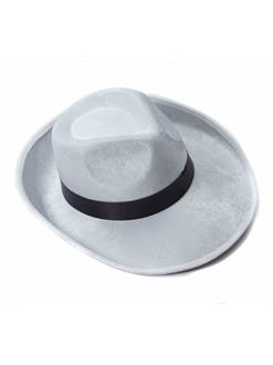 White Velvet Fedora with Black Band