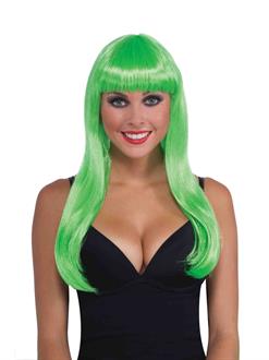 Neon Green Long Adult Wig