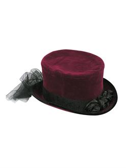 Burgundy Top Hat With Lace
