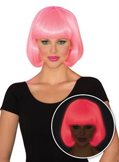 Womens Pink Glow Bob Wig
