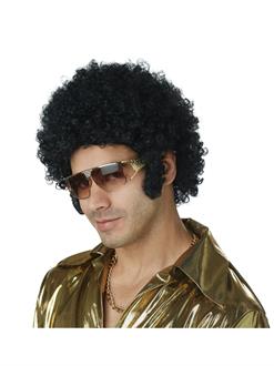 Mens Black Afro Chops Wig