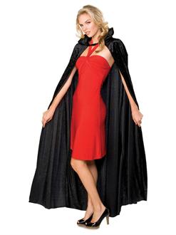 Long Blk Crshd Vlvet Cape
