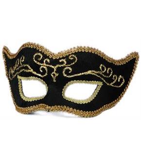 Black With Gold Trim Half Mask
