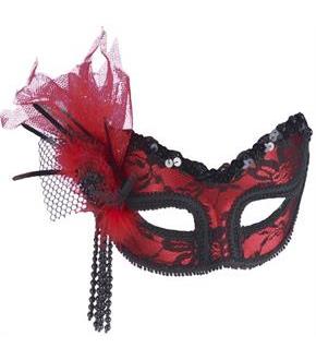 Red And Black Lace Mask