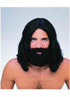 Men's Black Biblical Wig and Beard Set