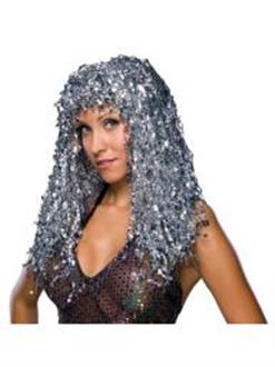 Silver Long Tinsel Wig