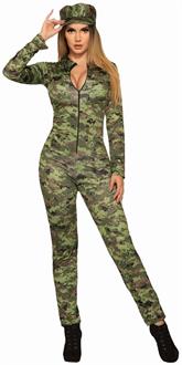 Sexy Army Jumpsuit And Hat Costume