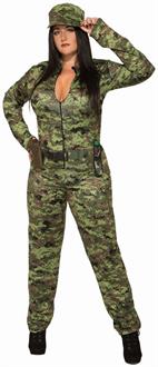 Sexy Army Jumpsuit And Hat - Plus Costume