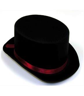 Black Satin Top Hat w/Red Band