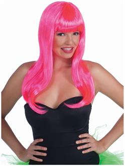 Wig-Neon Long-Pink