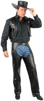 Men'S Chaps & Vest-Leather Costume