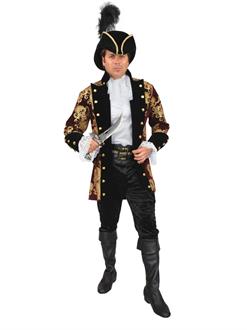 Mens Wine/Gold French Pirate Captain Costume