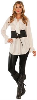 White Lace-Up Pirate Blouse Costume