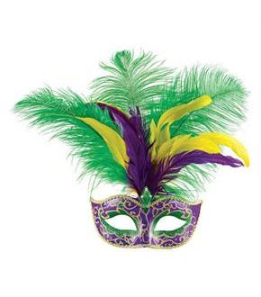 Mardi Gras Feather Diamond Glitter Mask