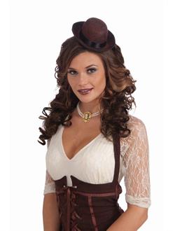 Women's Brown Mini Bowler Hat Steampunk