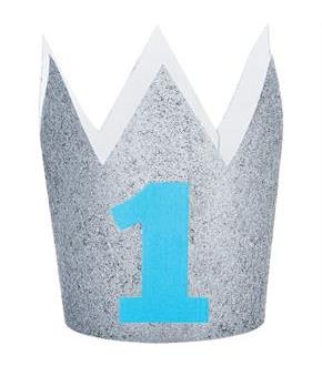 Blue and Silver 1st Birthday Crown