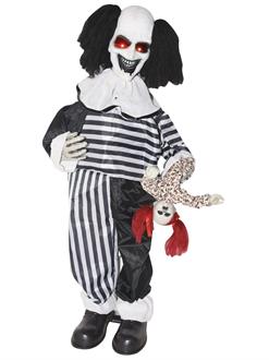 3 Foot Creepy Animated Light Up Clown w/ Doll