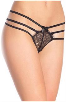Triple strap thong Black