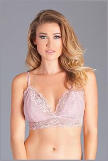 Crop top style soft cup bra with lace fabric and lined front cups