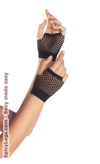 Wrist Length Fingerless Fishnet Gloves