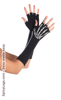 Boney fingerless black gloves