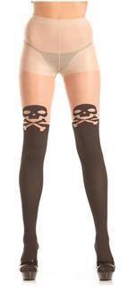 Sheer pantyhose with skull and crossbone detail