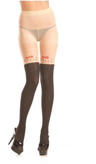 Sheer pantyhose with kitty design
