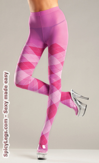 Bubble Gum Argyle Tights