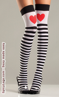 Striped Thigh Highs With Red Hearts