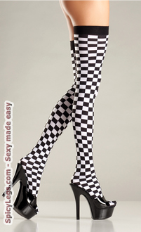 Checkerboard Thigh Highs - SpicyLegs.com