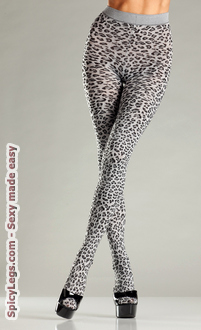 Woven Grey Leopard Tights